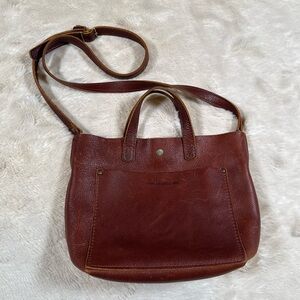 Portland Leather Goods Mini Tote Crossbody Snap Tote Bag Adjustable Strap